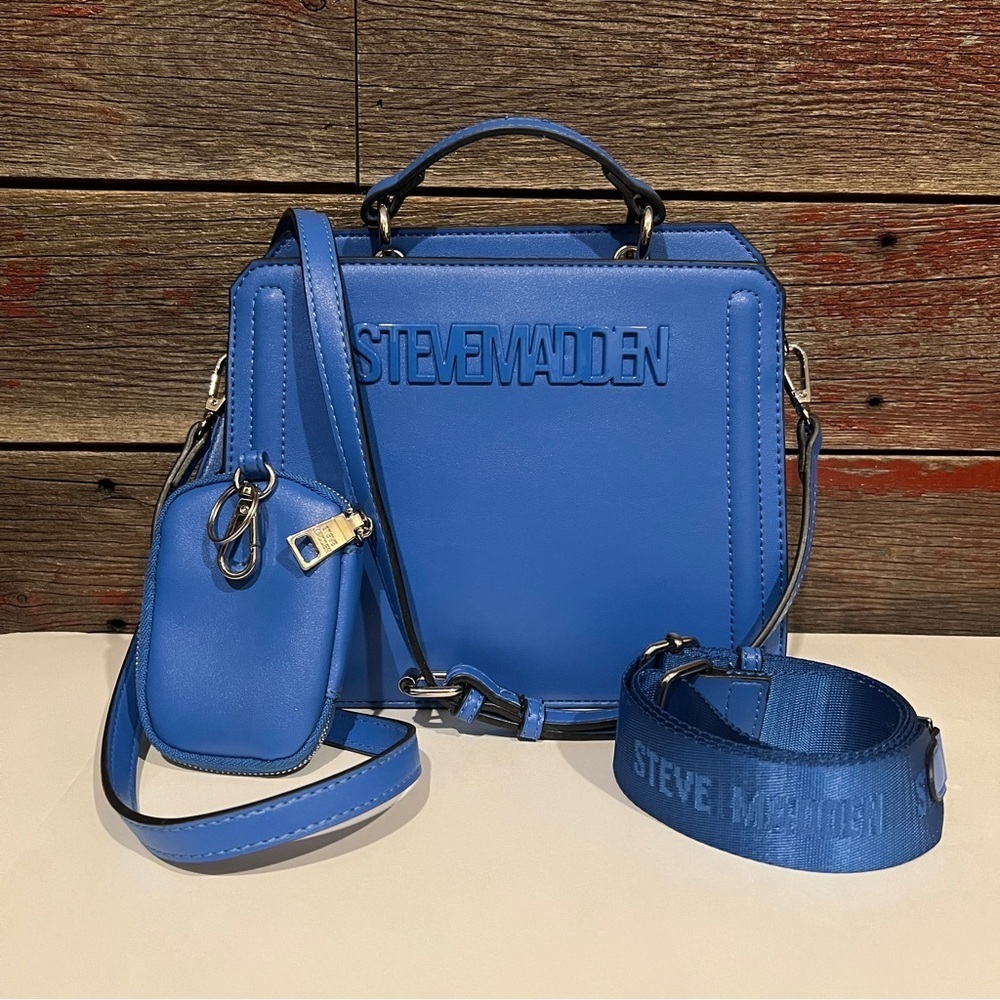 🥉STEVE MADDEN BEVELYN CONVERTIBLE CROSSBODY BAG - BLUE